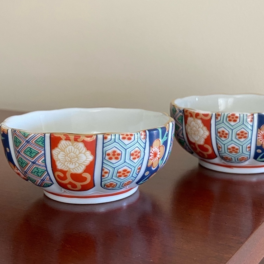 🩷 Set of 2 Vintage Imari Fan Nut Bowl by Arita, Made in Japan - Picture 4 of 12